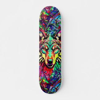 Colourful Wolf Head - Wolf Skateboard Deck