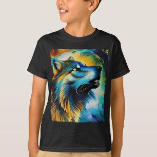 Colourful Wolf Howl T-Shirt