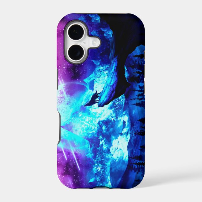 Colourful wolf howling (Back)