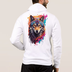 Colourful Wolf Portrait Abstract Animal Art-87694 Hoodie