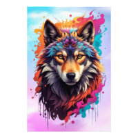 Colourful Wolf Portrait Abstract Animal Art-87694