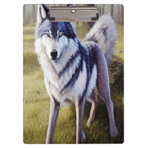 Colourful Wolf Standing Clipboard