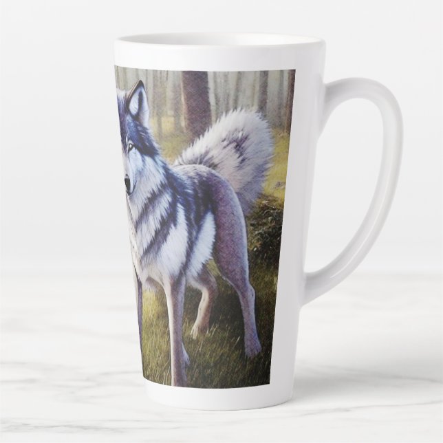 Colourful Wolf Standing    Latte Mug (Right)