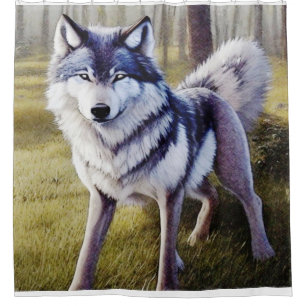 Colourful Wolf Standing    Shower Curtain