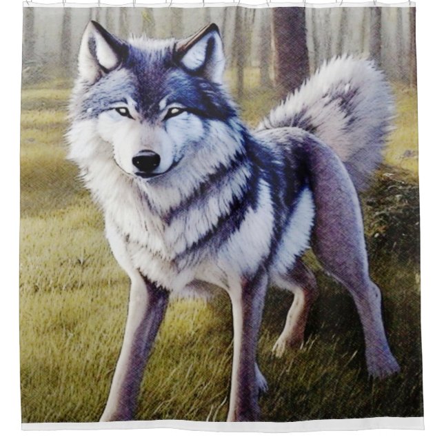 Colourful Wolf Standing    Shower Curtain (Front)