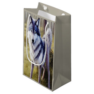 Colourful Wolf Standing Small Gift Bag