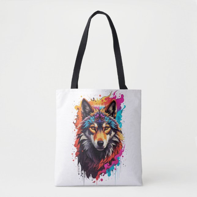 Colourful Wolf Tote Bag (Front)