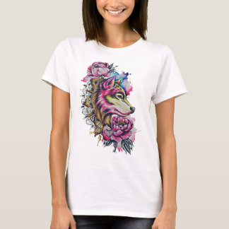 Colourful wolf tshirt
