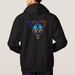 Colourful Wolf with Sunglasses Hoodie, Fun & Trend Hoodie