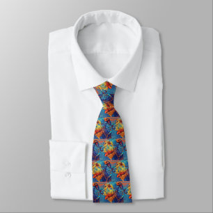 Colourful Wolfhound Profile Mens Tie - Medium