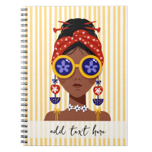Colourful Woman Head Illustration on Yellow Notebook