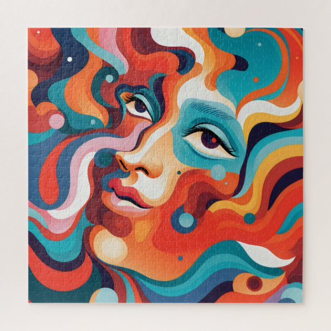 Colourful Woman Vibrant Whirl of Emotions Jigsaw Puzzle (Vertical)