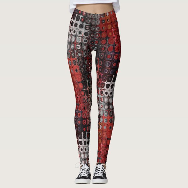 Colourful Womens Leggings With Abstract Printed Ar (Front)