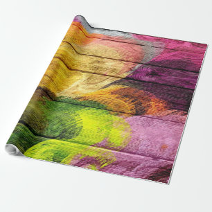 Colourful Wood Abstract Painting #5 Wrapping Paper