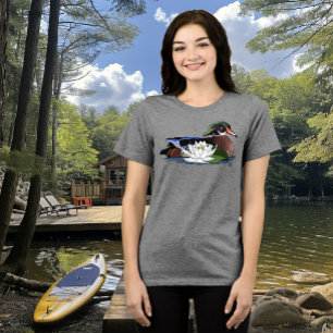 Colourful Wood Duck Water Lily Wildlife Blue Tri-Blend Shirt