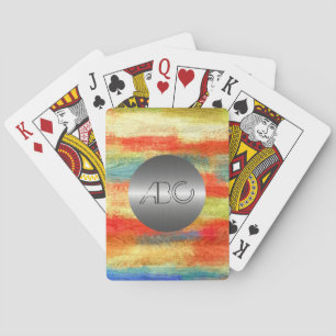 Colourful Wood Grain Texture Modern Stainless Meta Playing Cards