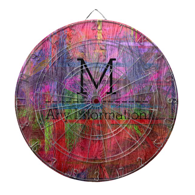 Colourful Wood Grain Texture Monogram #2 Dartboard (Front)