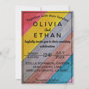 Colourful wood rustic elegant Wedding Invitation