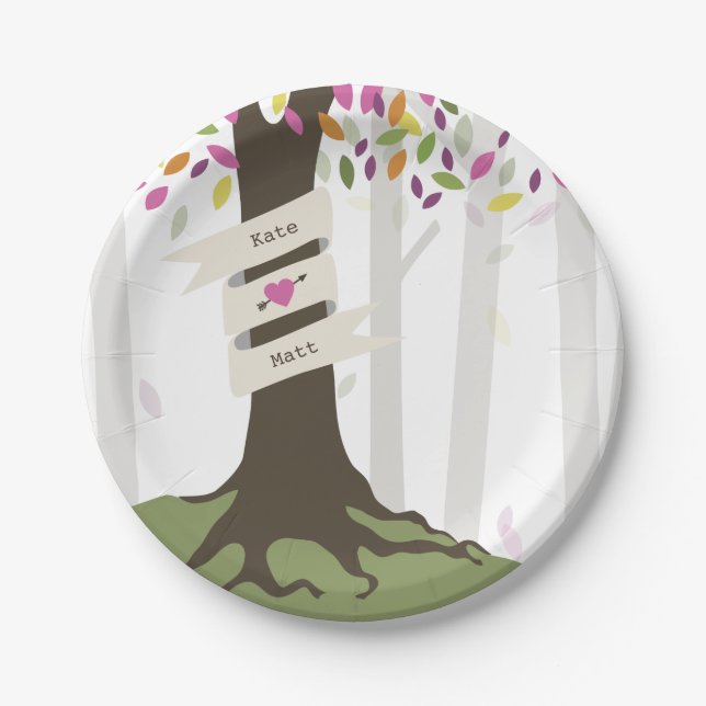 Colourful Woodland Wedding Paper Plate (Front)