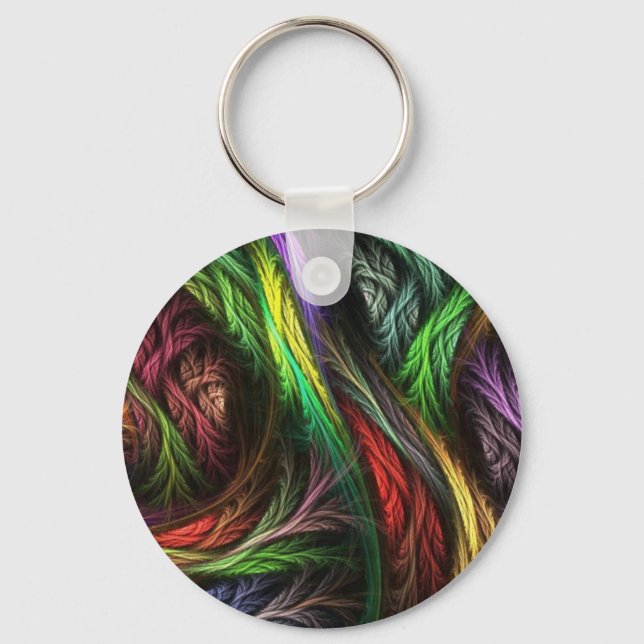 Colourful Wool-Effect Pattern Key Ring (Front)