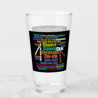 Colourful Word Art Cheers in Many Languages Glass