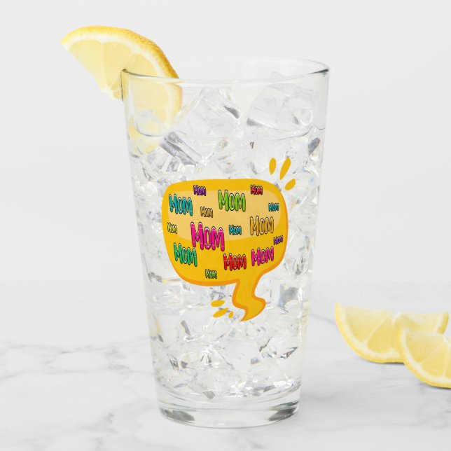Colourful Word Mum with Thought Bubble Glass (Front Ice)