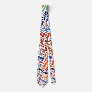 Colourful word's Christian cross Tie