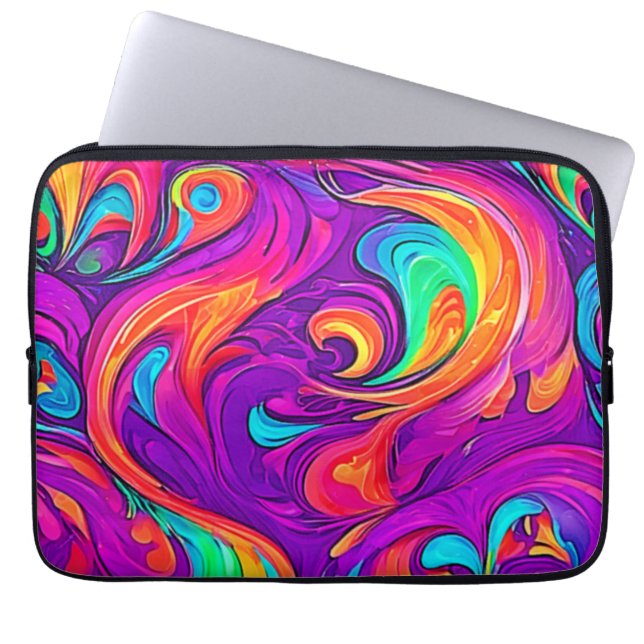 Colourful World: Flowy Patterns Laptop Sleeve (Front)