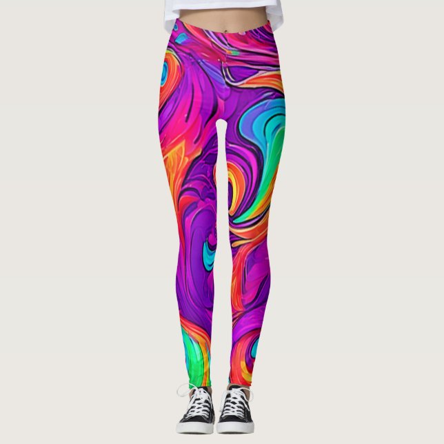 Colourful World: Flowy Patterns Leggings (Front)