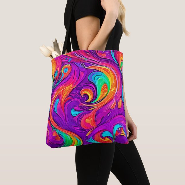 Colourful World: Flowy Patterns Tote Bag (Close Up)