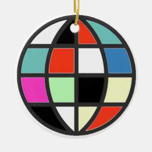 colourful world globe ceramic tree decoration