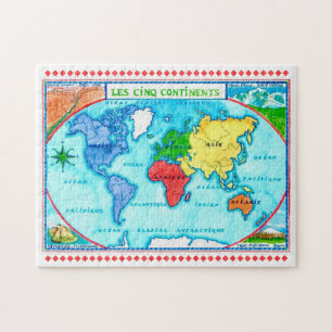 Colourful World Map 11x14 Postcard Jigsaw Puzzle