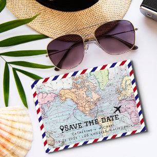 Colourful World Map Destination Wedding Save The D Date