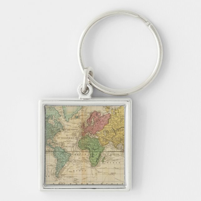 Colourful World Map Key Ring (Front)