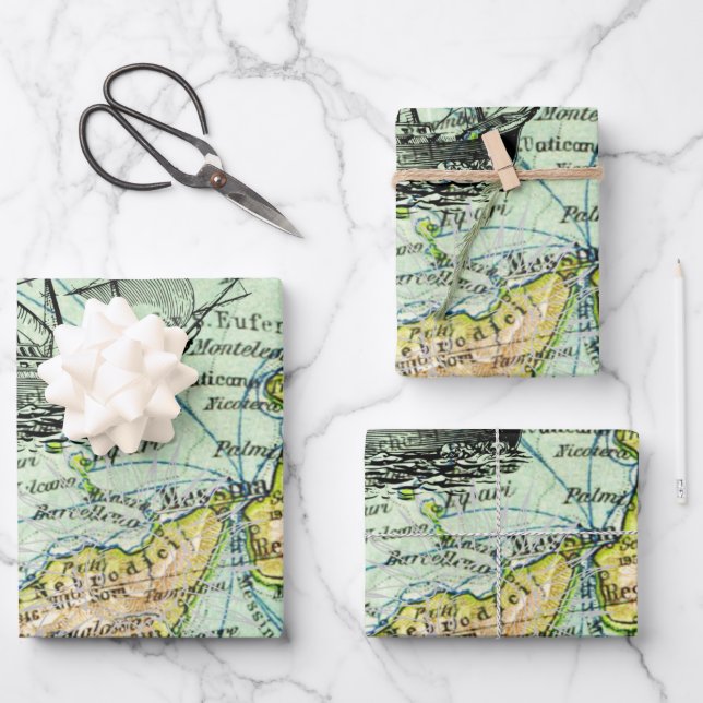 Colourful World Map Pirate Treasure Passport Trave Wrapping Paper Sheet (Front)