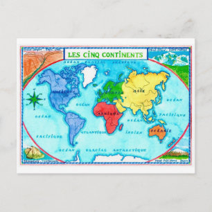 Colourful World Map Postcard