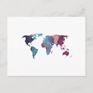 Colourful World Map Silhouette Postcard