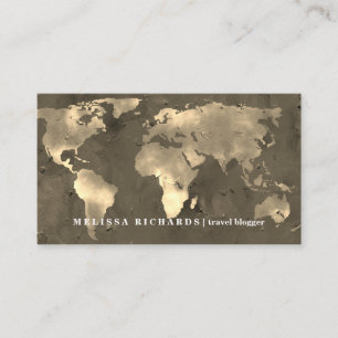 Colourful World Map Travel  Blog Business Card