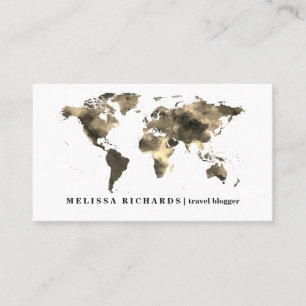 Colourful World Map Travel  Blog Business Card
