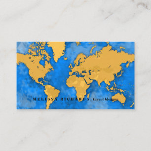 Colourful World Map Travel Blog Business Card
