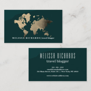 Colourful World Map Travel  Blog Business Card