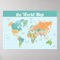 Colourful World Map Value Poster (Matte)