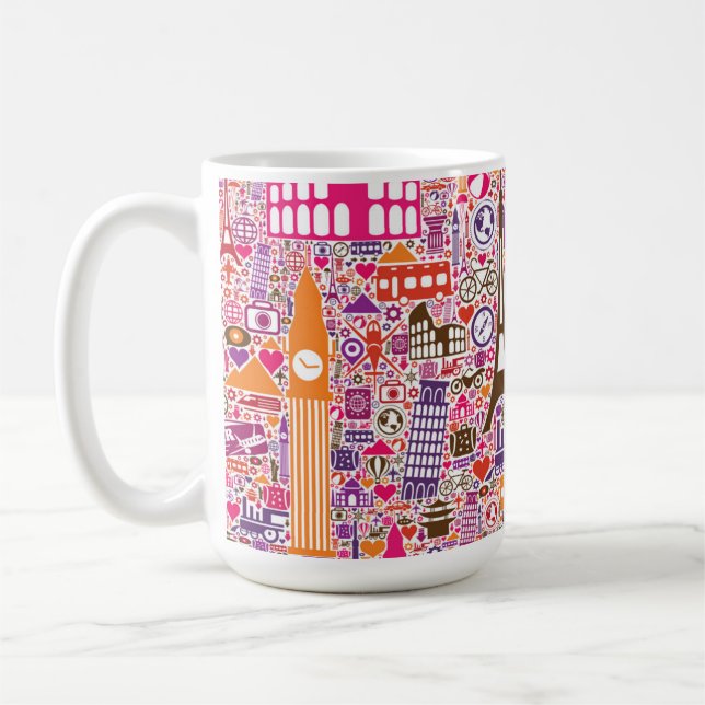 Colourful World Pattern Coffee Mug (Left)
