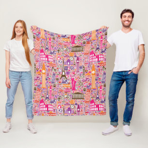Colourful World Pattern Fleece Blanket