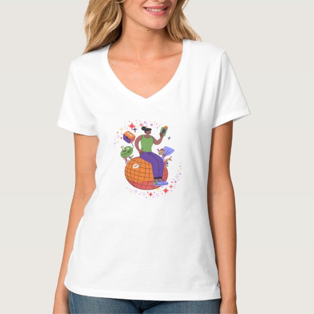 Colourful World – Planet Earth Design Tee (Front)