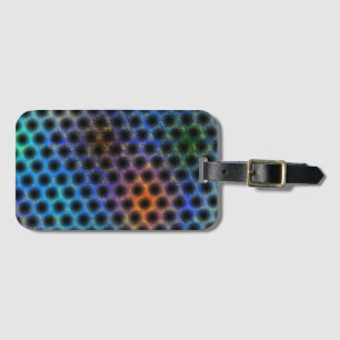 Colourful worn with black polka dots. luggage tag