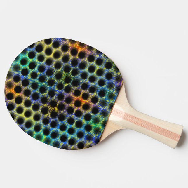 Colourful worn with black polka dots. ping pong paddle (Back Side)