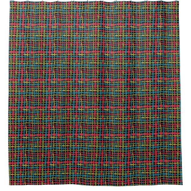 Colourful Woven Graphical Strings Shower Curtain (Front)