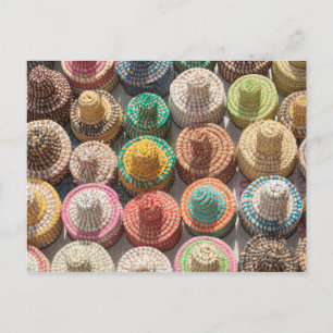 Colourful Woven Hats Postcard