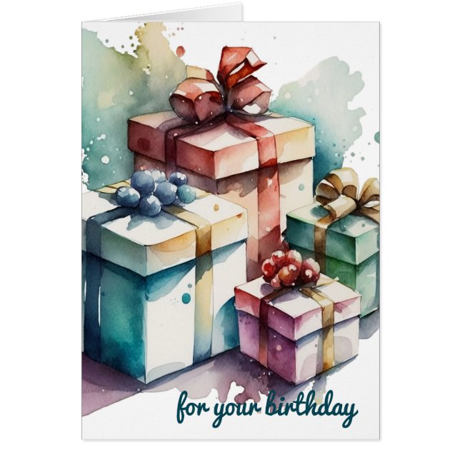 Colourful Wrapped Presents Birthday Card (Front)